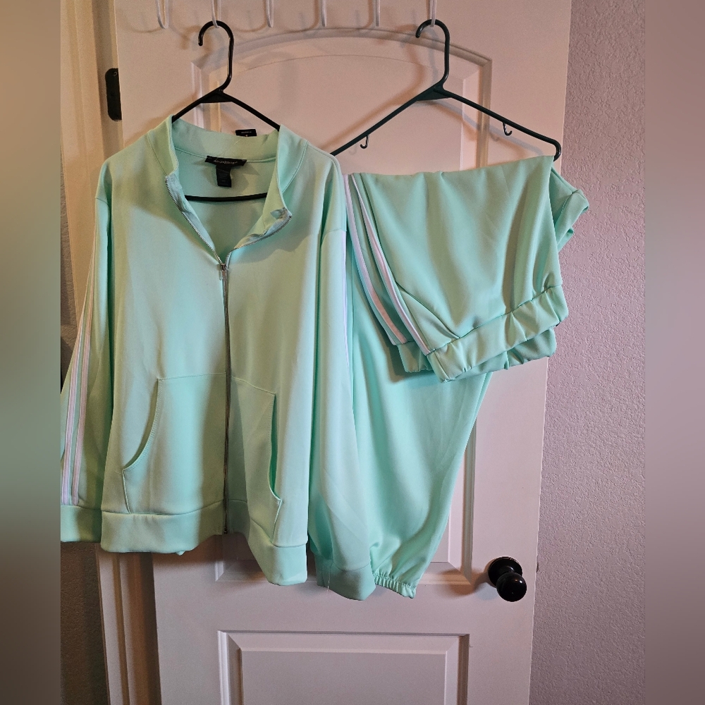 Mint Green Zip-Up Tracksuit Set